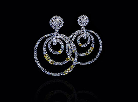 White Yellow Diamonds Earrings Earings