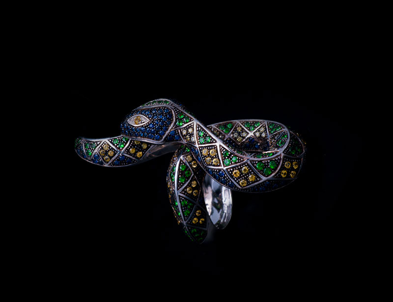 Anello Serpente Master Zaffiri Multicolor