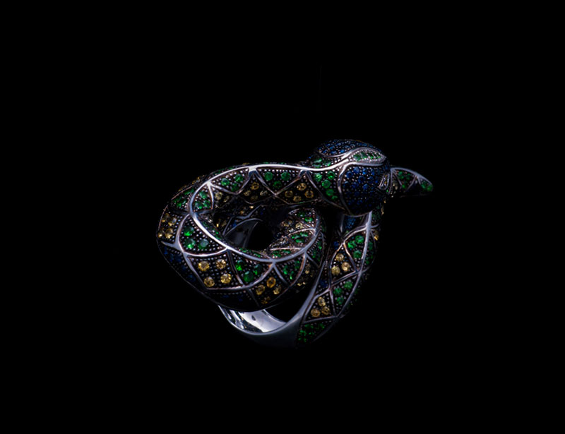 Anello Serpente Master Zaffiri Multicolor