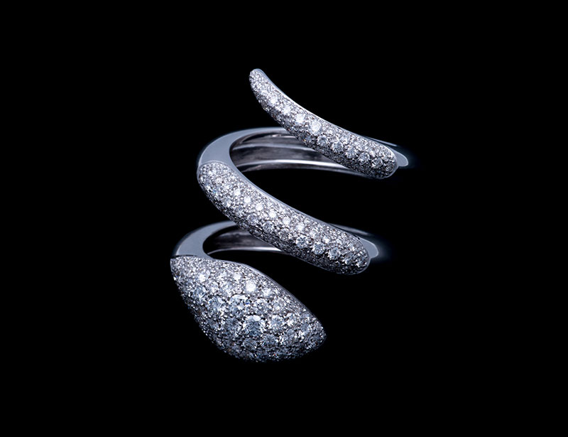 Anello Serpente Tre Giri Diamanti