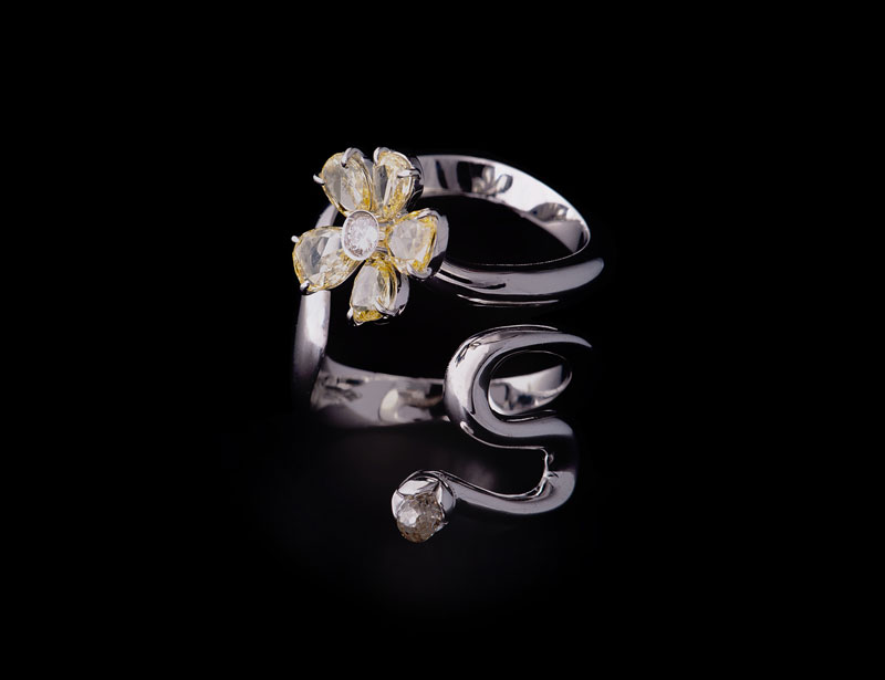 Snake ring big Flower collezione Erice