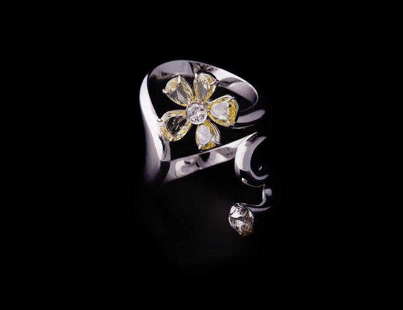 Snake ring big Flower collezione Erice