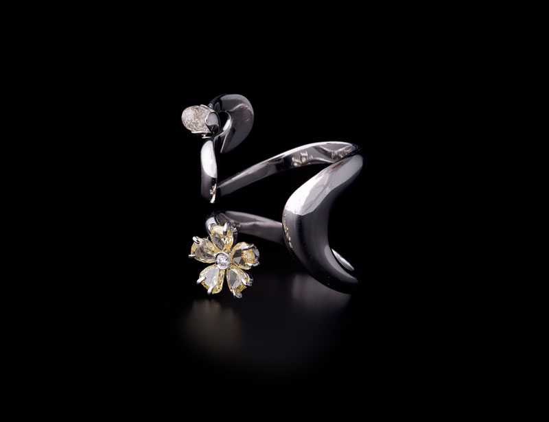 Snake ring big Flower collezione Erice