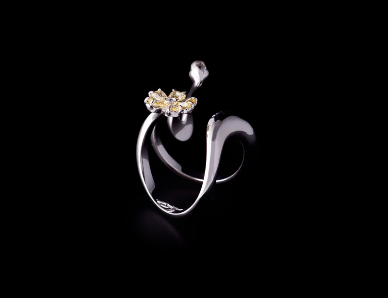 Snake ring big Flower collezione Erice