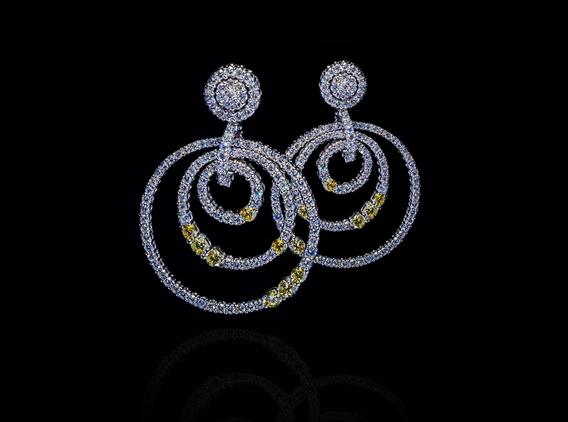 White Yellow Diamonds Earrings