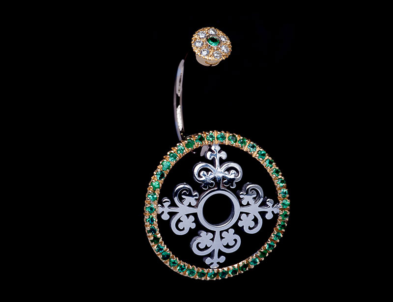 Ring / Earring Flower Emerald collezione Impero