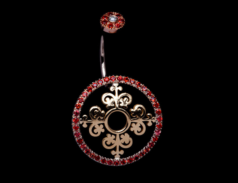 Anello/orecchino Flower Red Sapphire collezione Impero