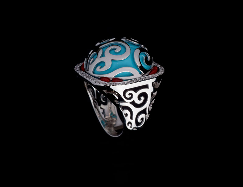 Turquoise Cabochon Ring collezione Marzamemi