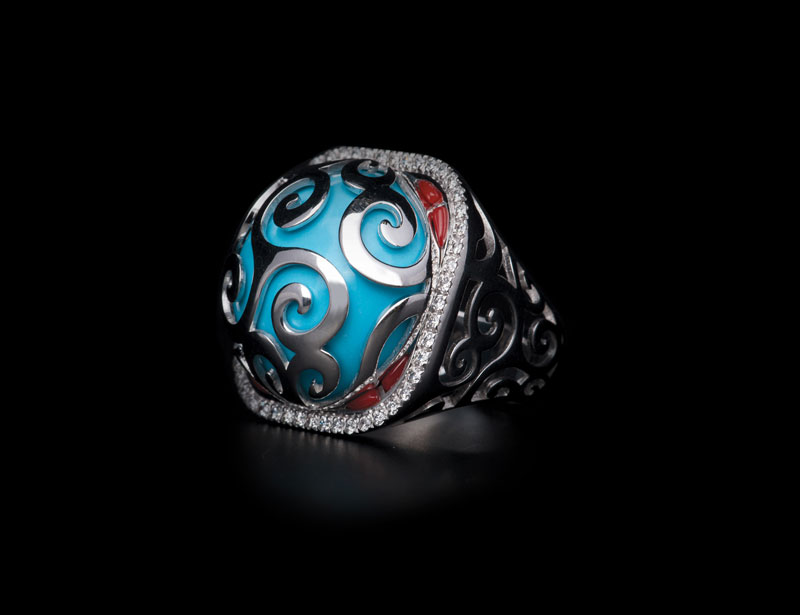 Turquoise Cabochon Ring collezione Marzamemi