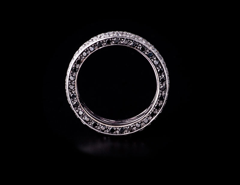 Ring /  Band White and Black Diamonds collezione Notte a Levanzo